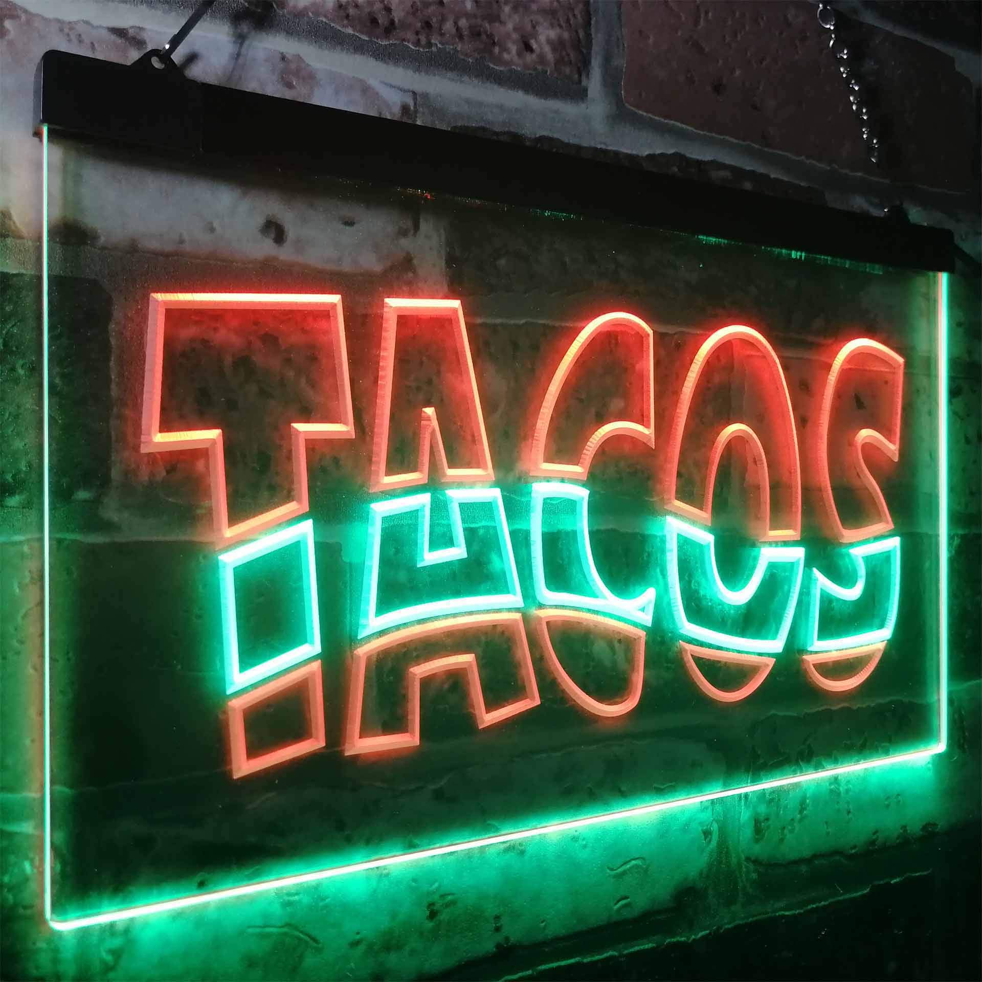 ADVPRO Mexican Tacos Restaurant Bar Dual Color LED Neon Sign Green & Red 16" x 12" st6s43-i0093-gr