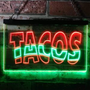 ADVPRO Mexican Tacos Restaurant Bar Dual Color LED Neon Sign Green & Red 16" x 12" st6s43-i0093-gr