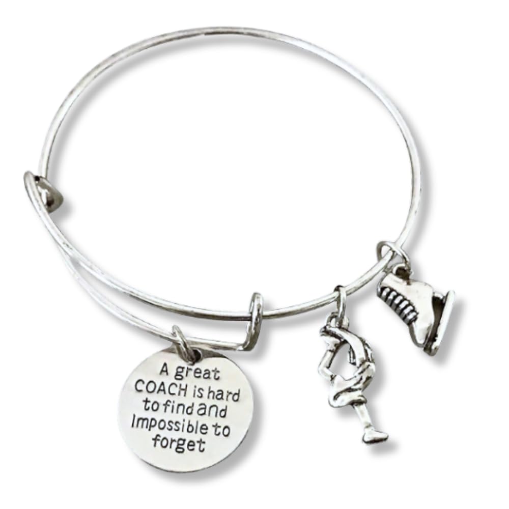 Sportybella Ice Skating Coach Bracelet, Figure Skating Jewelry, Ice Skating Great Coach is Hard to Find Jewelry, Ice Skate Charm Bracelet - Perfect Figure Skating Coach Gift