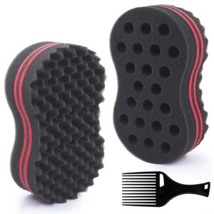 hallo big holes & big size barber hair brush sponge dreads locking twist afro curl coil wave hair care tool(1 pack)