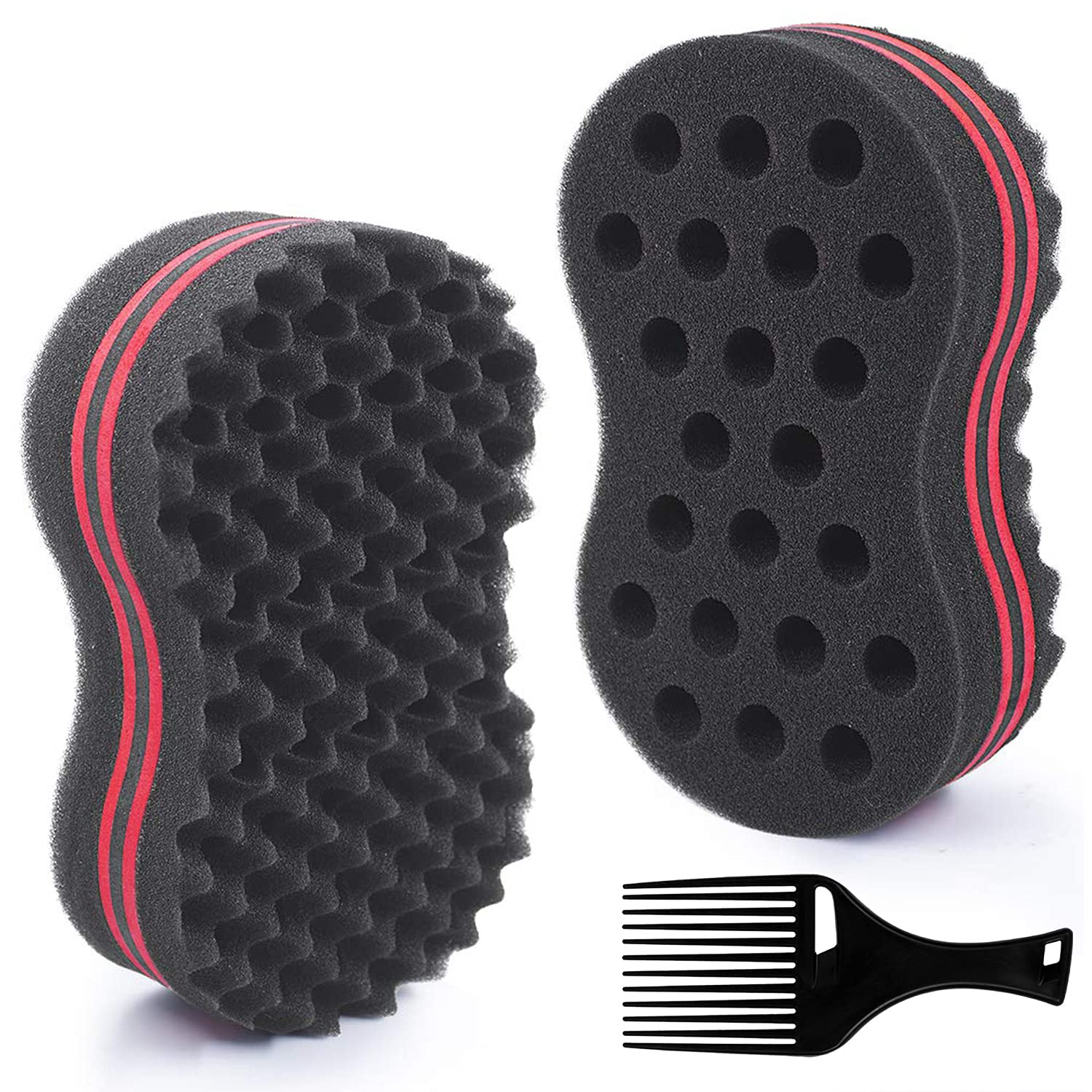 HALLO Big Holes & Big Size Barber Hair Brush Sponge Dreads Locking Twist Afro Curl Coil Wave Hair Care Tool(1 Pack)