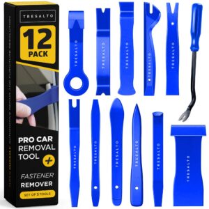 tresalto auto trim removal tool set - 12pcs (no scratch plastic pry tool kit) - auto trim car tools, easy door panel removal tool, fastener removal, clip, molding, dashboards, interior trim tools