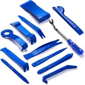 Tresalto Auto Trim Removal Tool Set - 12pcs (No Scratch Plastic Pry Tool Kit) - Auto Trim Car Tools, Easy Door Panel Removal Tool, Fastener Removal, Clip, Molding, Dashboards, Interior Trim Tools