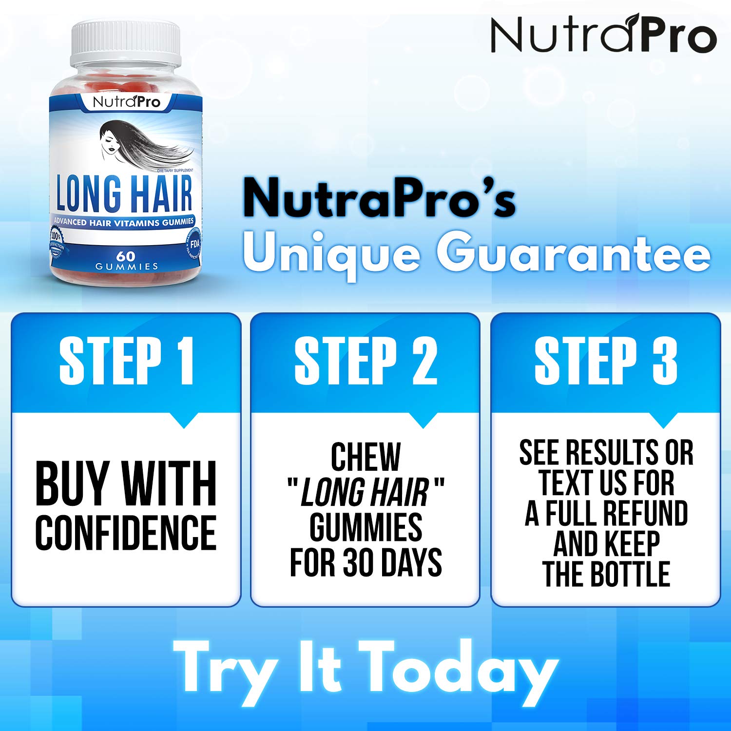 NutraPro Long Hair Gummies – Anti-Hair Loss Supplement for Faster Hair Growth of Weak, Thinning Hair – Grow Long Thick Hair & Increase Hair Volume with Biotin And 10 Hair Vitamins.For Men And Women.