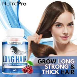 NutraPro Long Hair Gummies – Anti-Hair Loss Supplement for Faster Hair Growth of Weak, Thinning Hair – Grow Long Thick Hair & Increase Hair Volume with Biotin And 10 Hair Vitamins.For Men And Women.