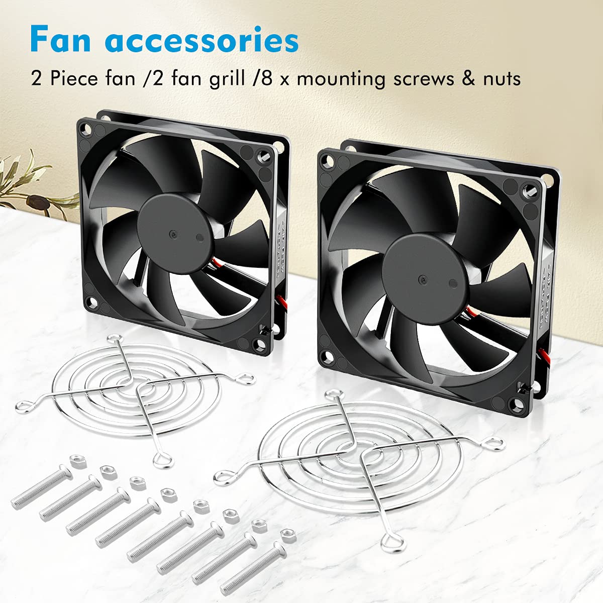 Wathai 80mm 24V DC Cooling Fan 2Pin 24Volt 80mm x 25mm Brushless 3 Inch Fan High Speed for DIY Ventilation Exhaust Projects Cooling 2 Pack