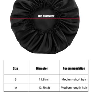 Blulu 3 Pieces Sleep Cap Satin Bonnet Night Sleeping Soft Hair Turbans for Women and Girls (Black red navy)