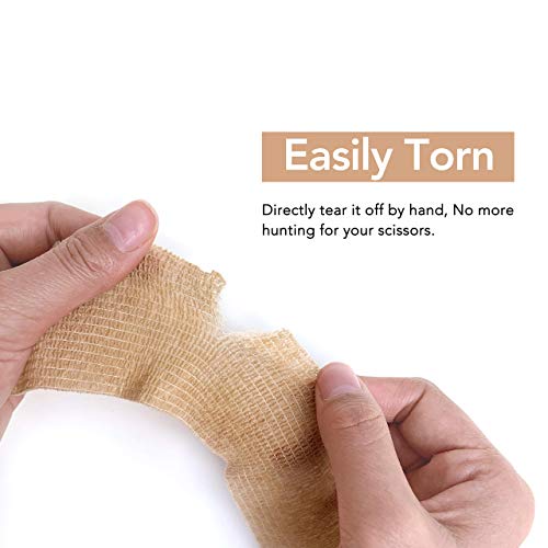 RISEN Cohesive Bandage 2” x 5 Yards, 6 Rolls, Self Adherent Wrap Medical Tape, Adhesive Flexible Breathable First Aid Gauze Ideal for Stretch Athletic