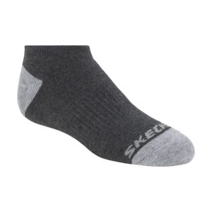 Skechers boys Skechers Boys' 6 Pack No Show Running Socks, Gray, 5-6.5 US