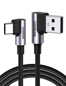 ugreen usb to usb c cable 90 degree usb c fast charging cord compatible with iphone 15/15 plus/15 pro/15 pro max/samsung galaxy s10/s10+/pixel 7/6a/lg g8/g7/pixel/switch, etc, 1.6ft