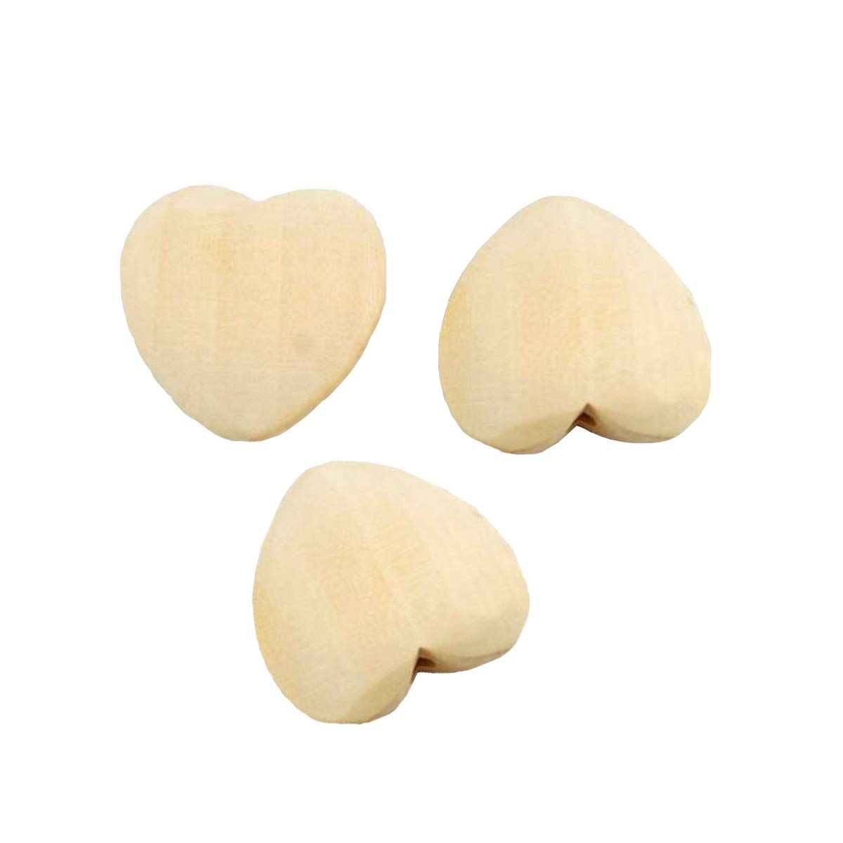 50pcs Natural 20mm Unfinished Wood Hearts Beads with Holes Eco-Friendly Wooden Handing Materials DIY Beading Craft Accessories (Heart Beads 50pcs)