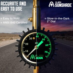 Alien Sunshade Tire Pressure Gauge (0-75PSI) Heavy Duty Tire Gauge, Jeep Gifts - Easy Read Glow Dial - Tire Gauges for Tire Pressure - Air Pressure Gauge for Car