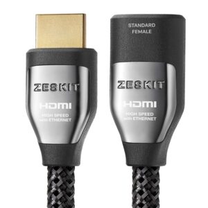 Zeskit Cinema Plus 4K 6.5ft Male to Female High Speed HDMI Extension Cable 22.28Gbps Compatible with 4K 60Hz Dolby Vision HDR ARC HDCP 2.2 Roku Fire TV Stick Xbox PS4 Pro Apple TV LG Sony Samsung