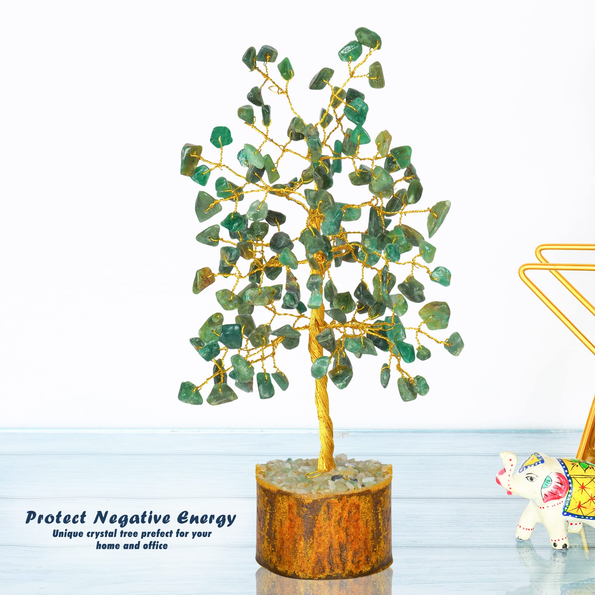 YATHABI Green Aventurine - Crystal Tree for Positive Energy - Chakra Money Tree - Green Adventurine Stone - Chakra Tree - Crystals for Luck - Crystal Bonsai Tree - Crystal Gift