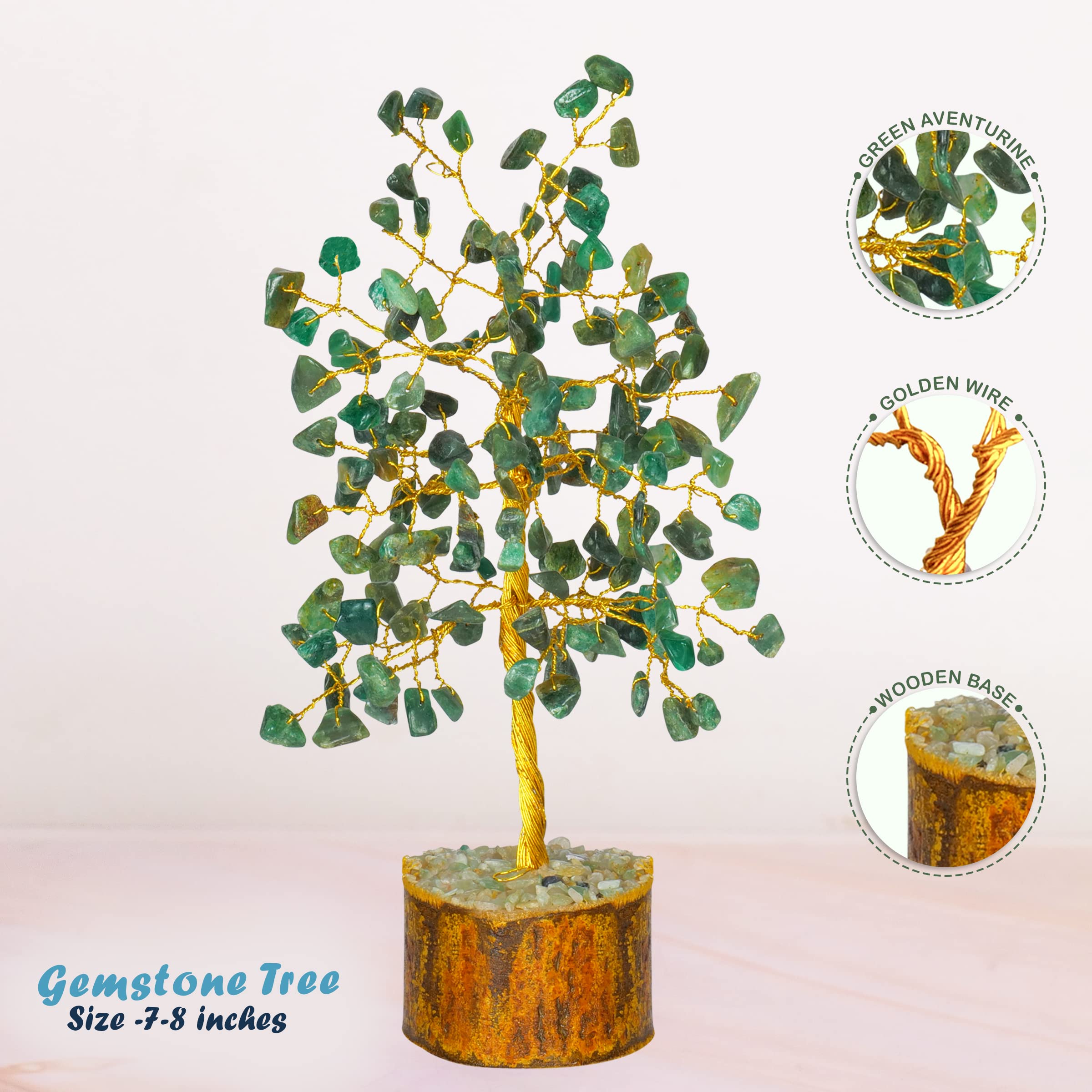 YATHABI Green Aventurine - Crystal Tree for Positive Energy - Chakra Money Tree - Green Adventurine Stone - Chakra Tree - Crystals for Luck - Crystal Bonsai Tree - Crystal Gift