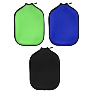 Prettyia 3pcs Neoprene Universal Pickleball Paddle Cover Sleeve Case Replace Black,Blue,Green