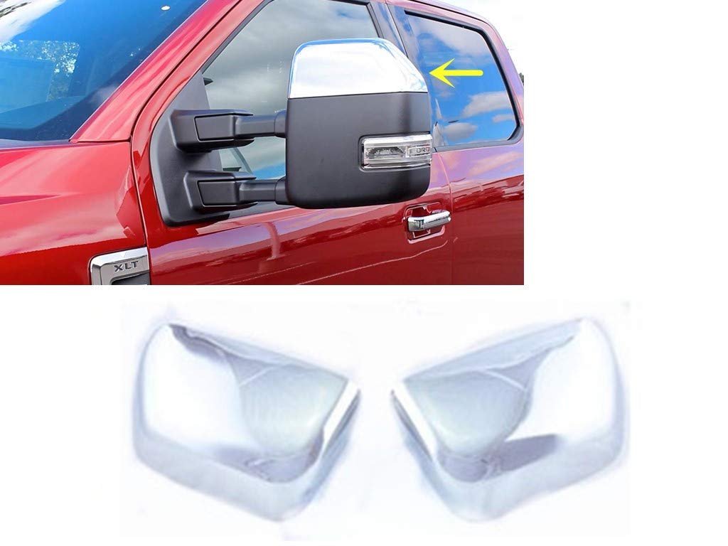 eLoveQ CHROME TOP HALF MIRROR COVERS FOR 2017-2019 FORD F-250/ F-350 Super Duty, Tow Mirror Cover