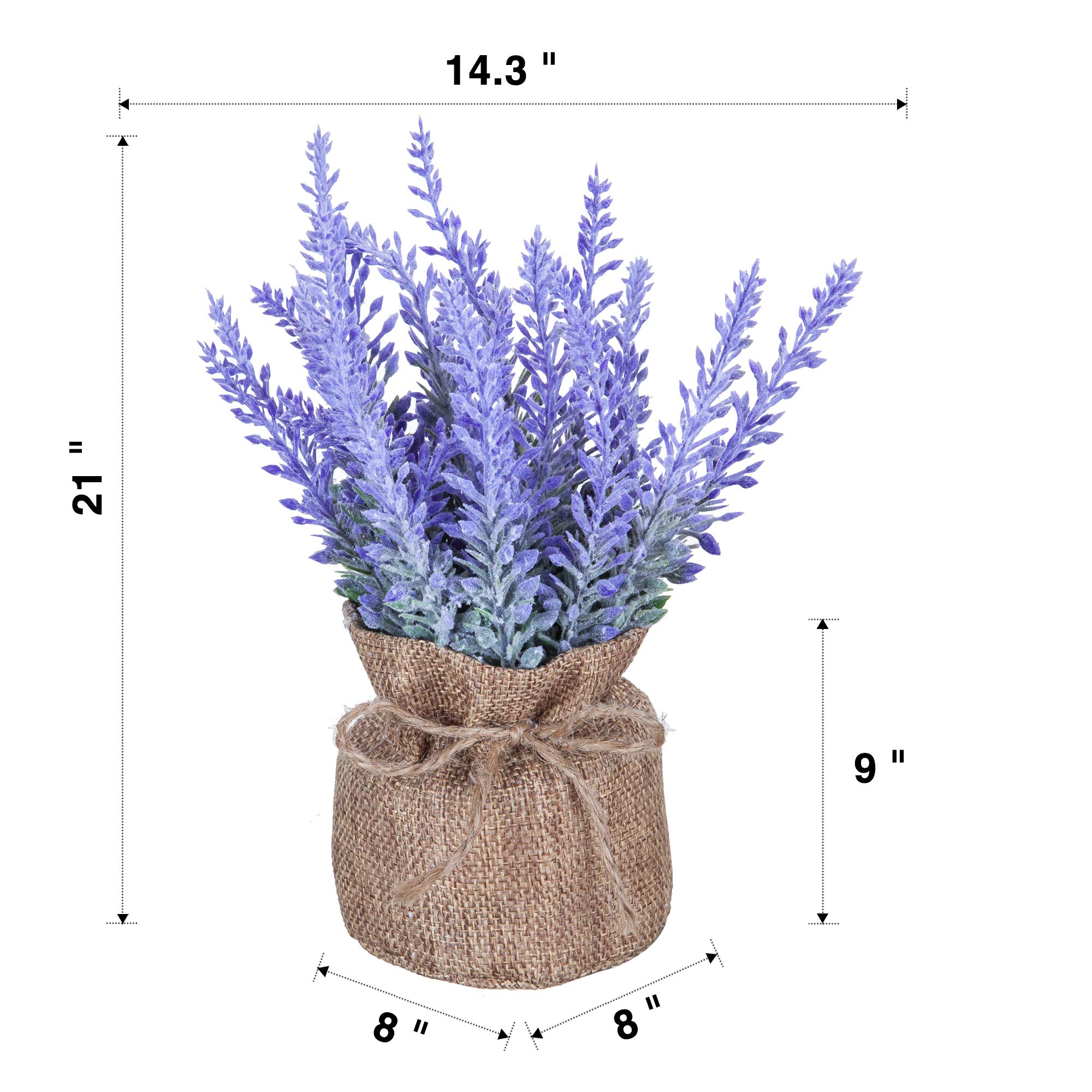 Artificial Mini Potted Flowers Plant Lavender for Home Decor Party Wedding Garden Office Patio Decoration (Linen 2set)