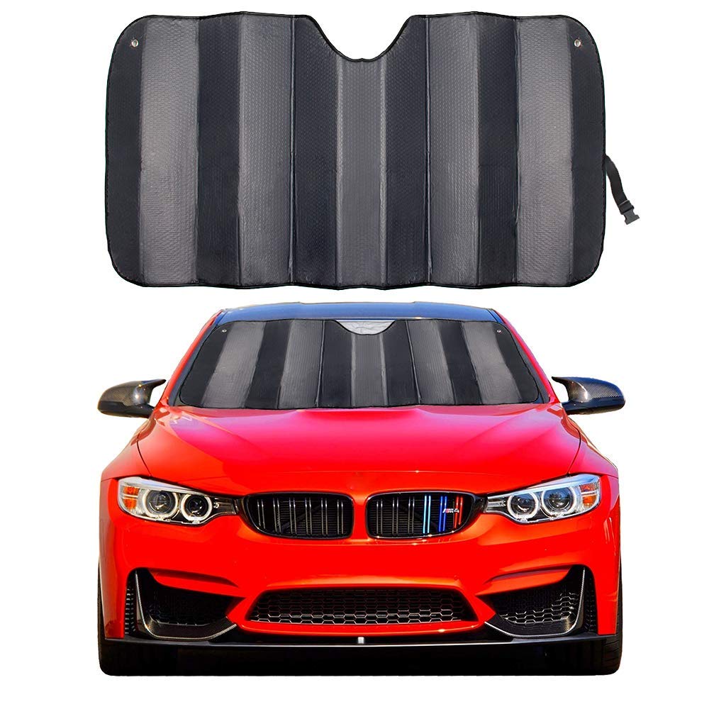 Car Windshield Sunshade Thicken 5-Layer UV Reflector Auto Front Window Sun Shade Visor Shield Cover,Keep Vehicle Cool(Gary,57" × 27.5")