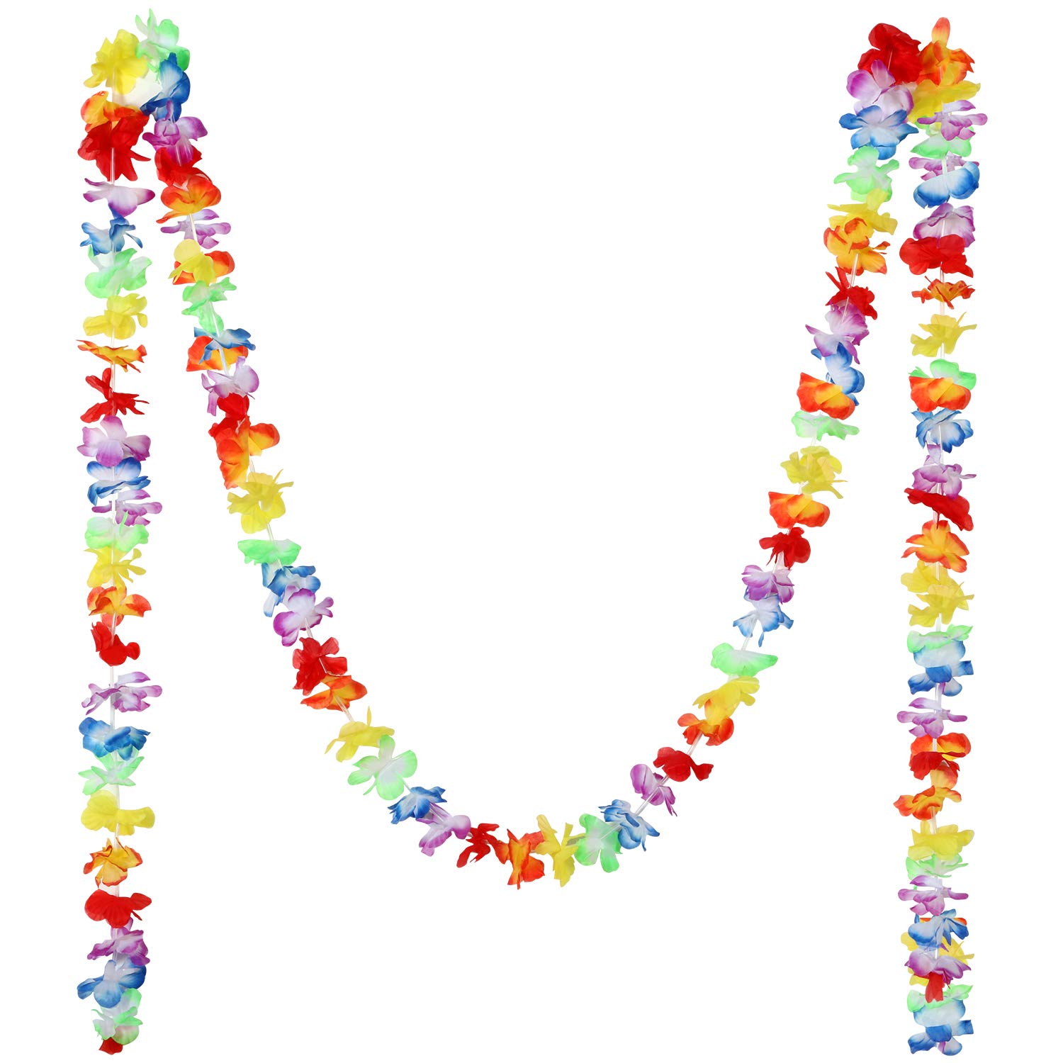 Jovitec Multicolor Tropical Flower Lei Garland Flower Leaves Banner for Hawaiian Luau Decorations (Style B, 10 Pack)