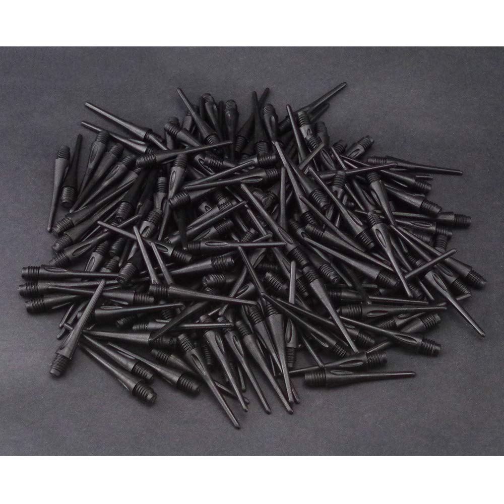 Wolftop 2BA Thread Soft Tip Dart Points 300 Pack - Plastic Dart Tips Replacement Dart Accessories Set - Black