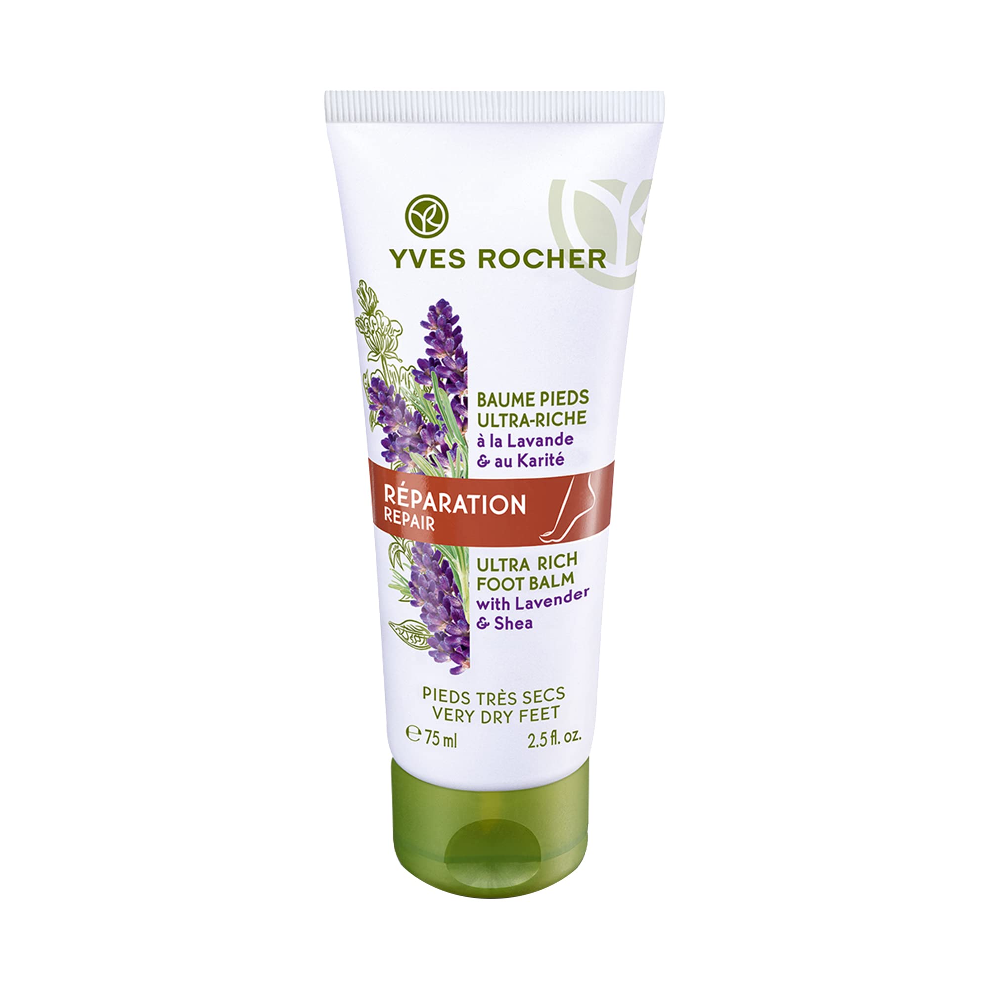 Yves Rocher Ultra Rich Foot Balm | Relieve Dry, Cracked Feet with Shea and Lavender | 2.5 fl oz