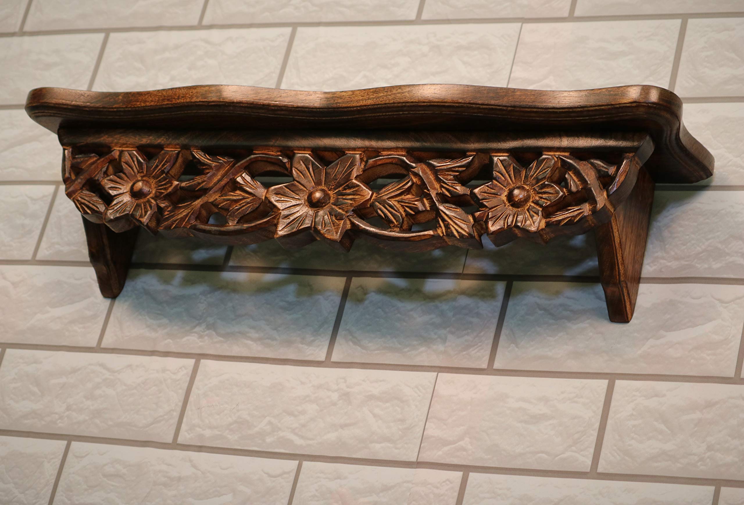 Worthy Shoppee Hand Carved Wall Decor Shelf for Living Room Home Office Drawing Room