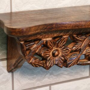 Worthy Shoppee Hand Carved Wall Decor Shelf for Living Room Home Office Drawing Room