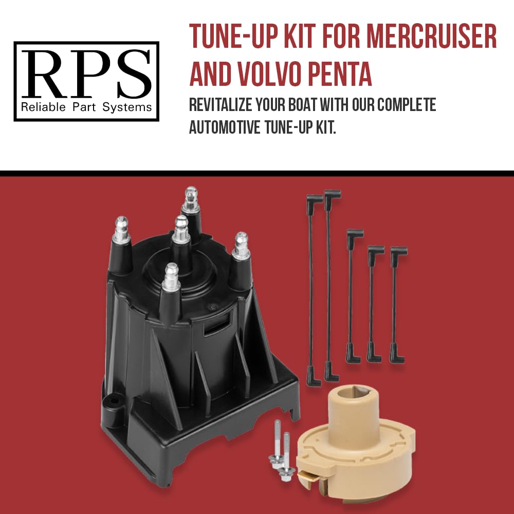 Tune Up Kit with distributor cap and rotor and spark Plug Wires Mercruiser 3.0L LX Replaces 811635Q2 816761Q14