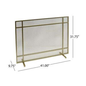 Christopher Knight Home Markus Modern Single Panel Iron Firescreen, Gold Finish