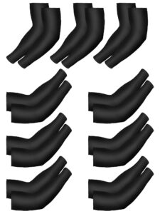 9 pairs unisex uv protection arm cooling sleeves ice silk arm cover for men women, black