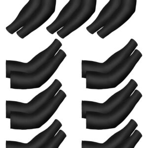 9 Pairs Unisex UV Protection Arm Cooling Sleeves Ice Silk Arm Cover for Men Women, Black