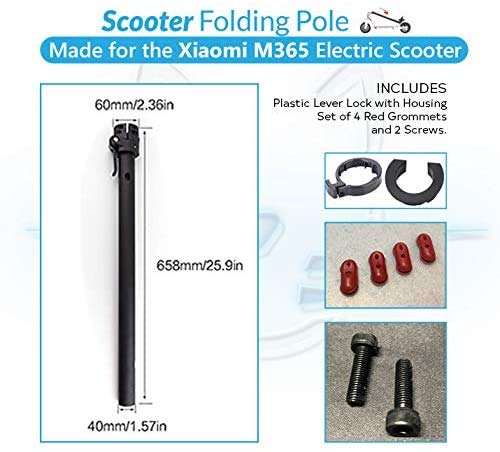 GLDYTIMES OEM Folding Pole Replacement for Xiaomi m365 Pro Electric Scooter Including Silicone Plug, Folding Slot Latch