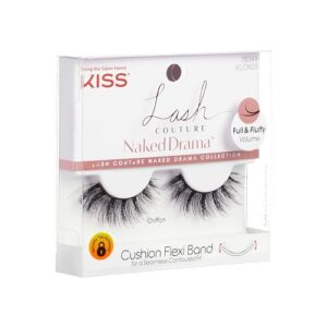 KISS Lash Couture Naked Drama False Eyelashes, Chiffon', Cushion Flexi Band, Contact Lens Friendly, Easy to Apply, Reusable Strip Lashes, Includes 1 Pair of Fake Lashes