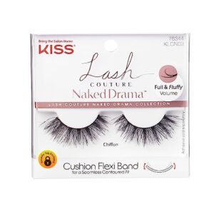 KISS Lash Couture Naked Drama False Eyelashes, Chiffon', Cushion Flexi Band, Contact Lens Friendly, Easy to Apply, Reusable Strip Lashes, Includes 1 Pair of Fake Lashes