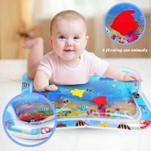 Fanuk Inflatable Tummy Time Baby Play Mat for Kids Infants as Fun Time Play Activity Center Your Baby's Stimulation Growth, blue