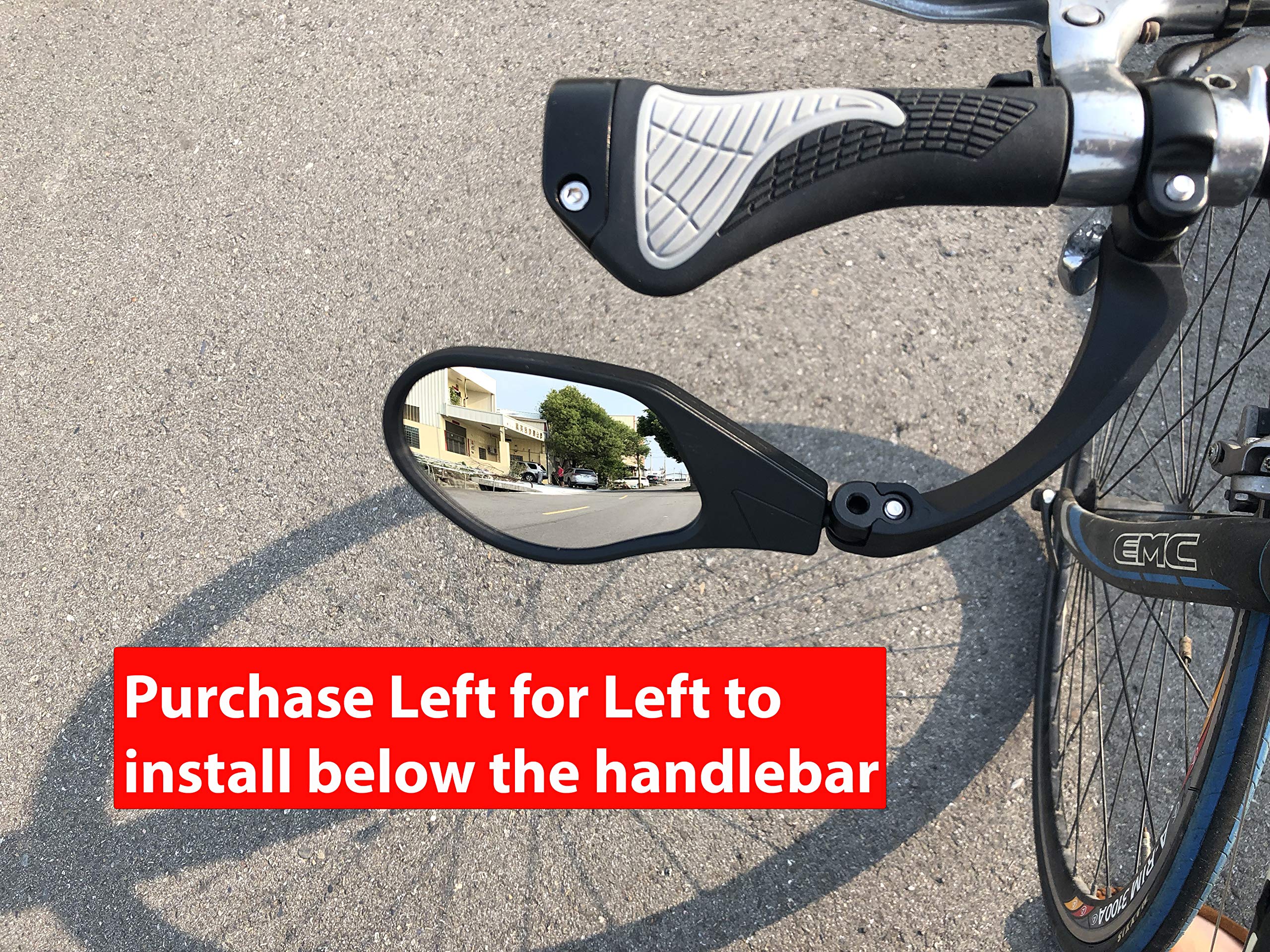 Hafny New Handlebar Bike Mirror, HD,Blast-Resistant, Glass Lens, HF-MR088LS (Left) (HF-M903LS-FR01 (Handlebar Fitting Left Side, Silver Glass))