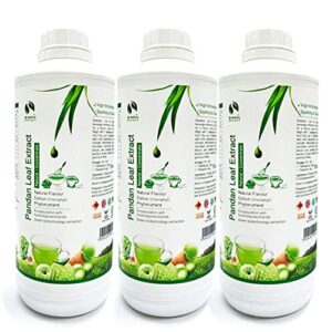 3 X Natural Color Chlorophyll of Pandan Leaf Extract Concentrate for Bakery & Beverage (1000g) Standardized Plant Extract of The East, Natural Asian Gourmet Baking Ingredient