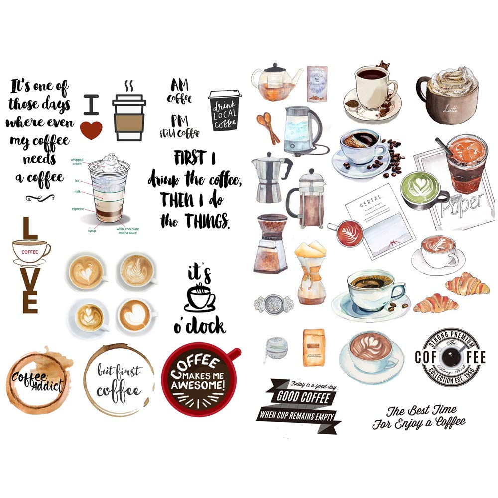 Love Coffee Time Precut Anti-UV Waterproof Decoration Notebook Planner Stickers Scrapbooking Diary Sticky Paper Flakes (PK012)