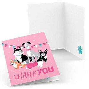 big dot of happiness pawty like a puppy girl - pink dog baby shower or birthday party thank you cards (8 count)