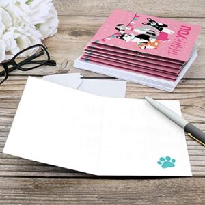 Big Dot of Happiness Pawty Like a Puppy Girl - Pink Dog Baby Shower or Birthday Party Thank You Cards (8 count)