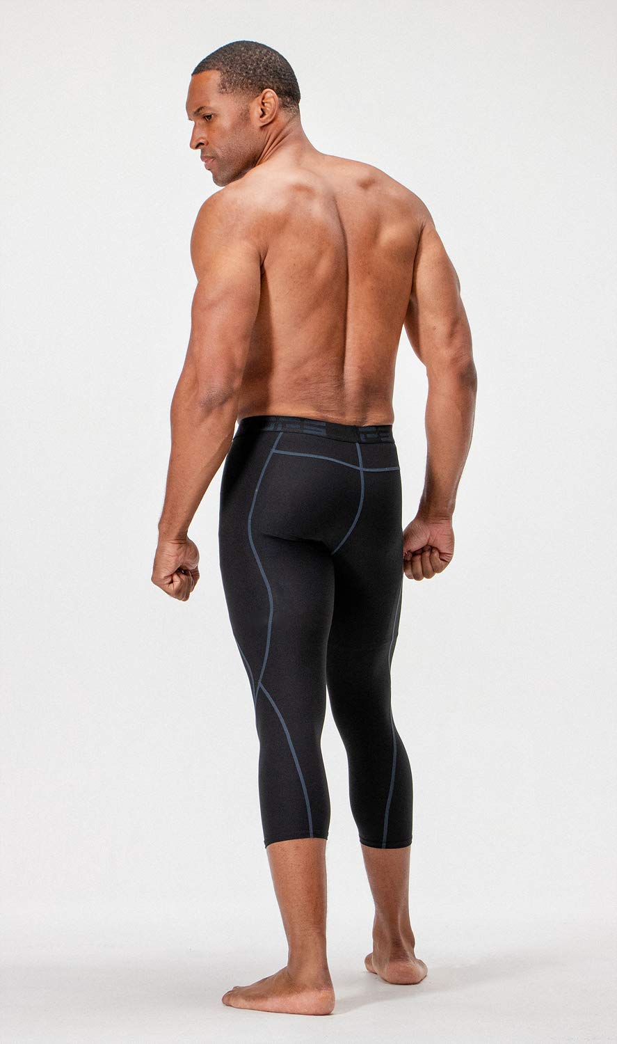 DEVOPS 2 Pack Men's 3/4 Compression Pants Athletic Leggings (Medium, Black/Black)