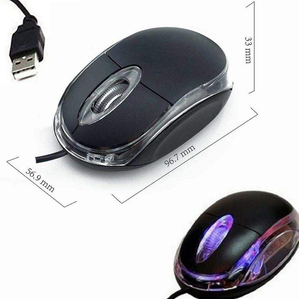 ANRANK UM2030AK Black USB Optical 3-Button 3D Mouse Scroll Wheel LED Light Mouse Mice for PC Laptop Computer