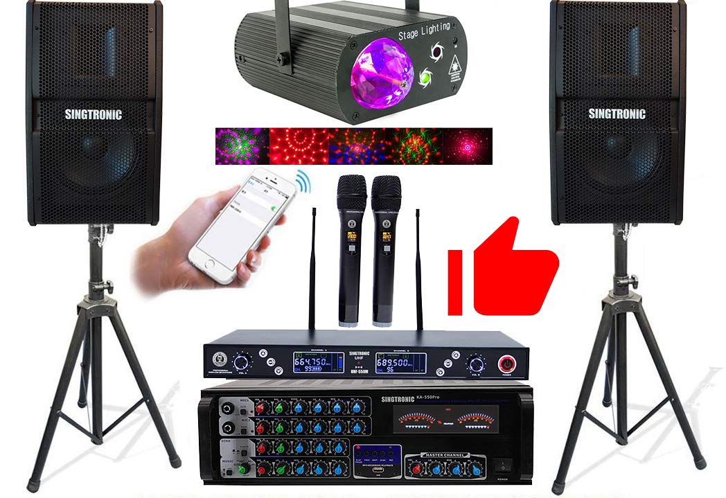 SINGTRONIC Professional 2000 WATTS Complete Karaoke System Package Free: Unlimited YouTube Songs, Built HDMI, Voice Record, Optical/Coax