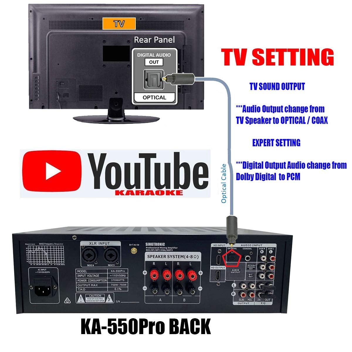 SINGTRONIC Professional 2000 WATTS Complete Karaoke System Package Free: Unlimited YouTube Songs, Built HDMI, Voice Record, Optical/Coax