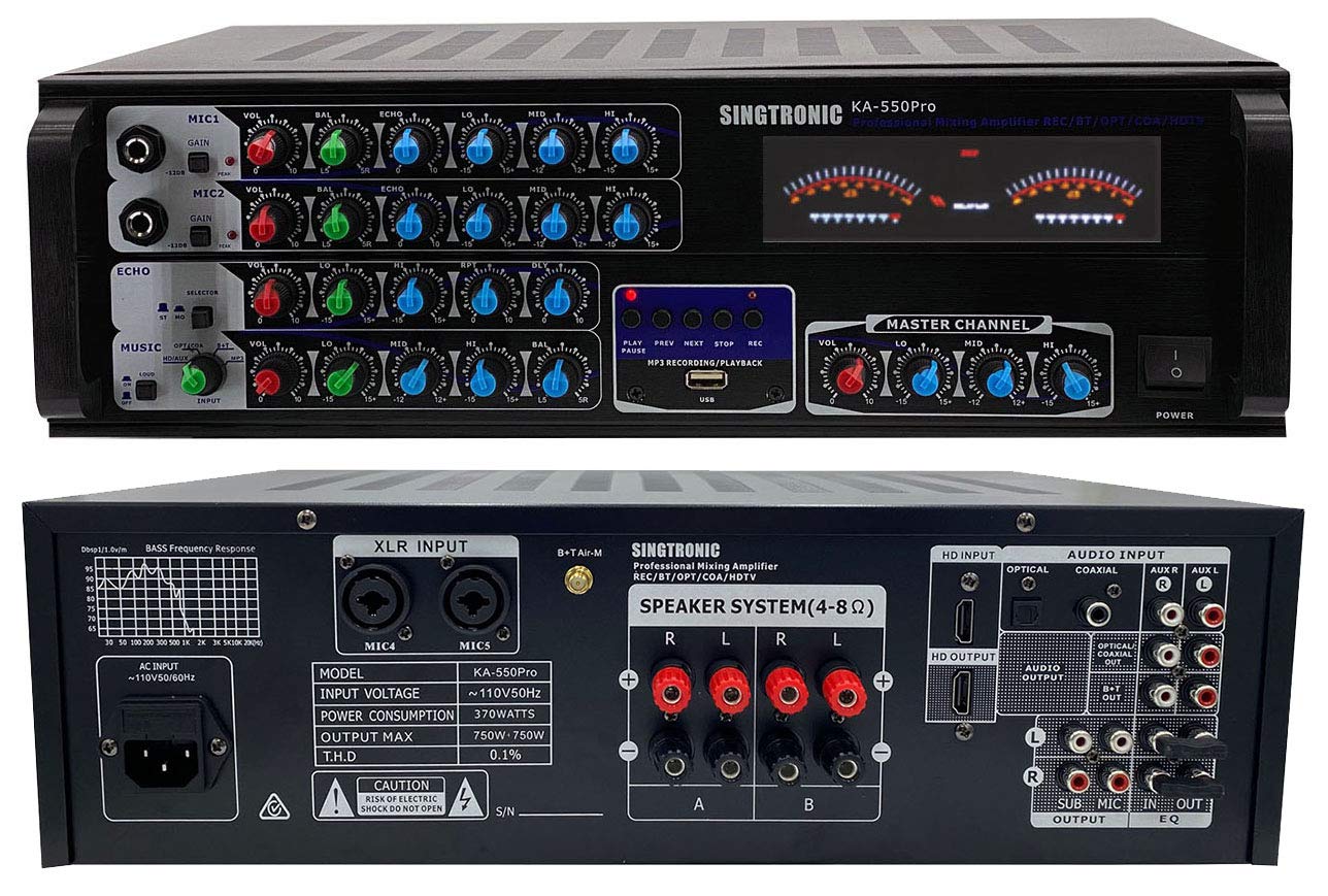 SINGTRONIC Professional 2000 WATTS Complete Karaoke System Package Free: Unlimited YouTube Songs, Built HDMI, Voice Record, Optical/Coax