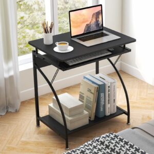 Tangkula Small Computer Desk with Keyboard Tray, Home Office Desk Workstation with CPU Stand, Study Writing Desk for Small Spaces, Compact Portable PC Laptop Desk for Bedroom