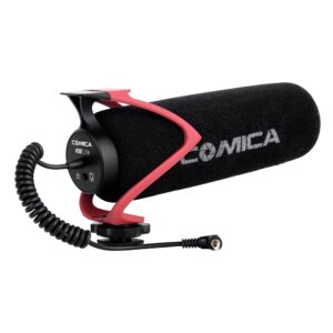 comica Universal Video Microphone, CVM-V30 LITE Super-Cardioid Directional Shotgun Camera Microphone for Canon Nikon Sony Fuji DSLR Cameras and iPhone Android Smartphones(Red)