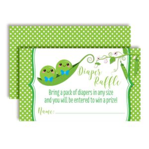 two peas in a pod twin boys diaper raffle tickets for baby showers, 20 2" x 3” double sided insert cards for games by amandacreation, bring a pack of diapers to win favors & prizes!