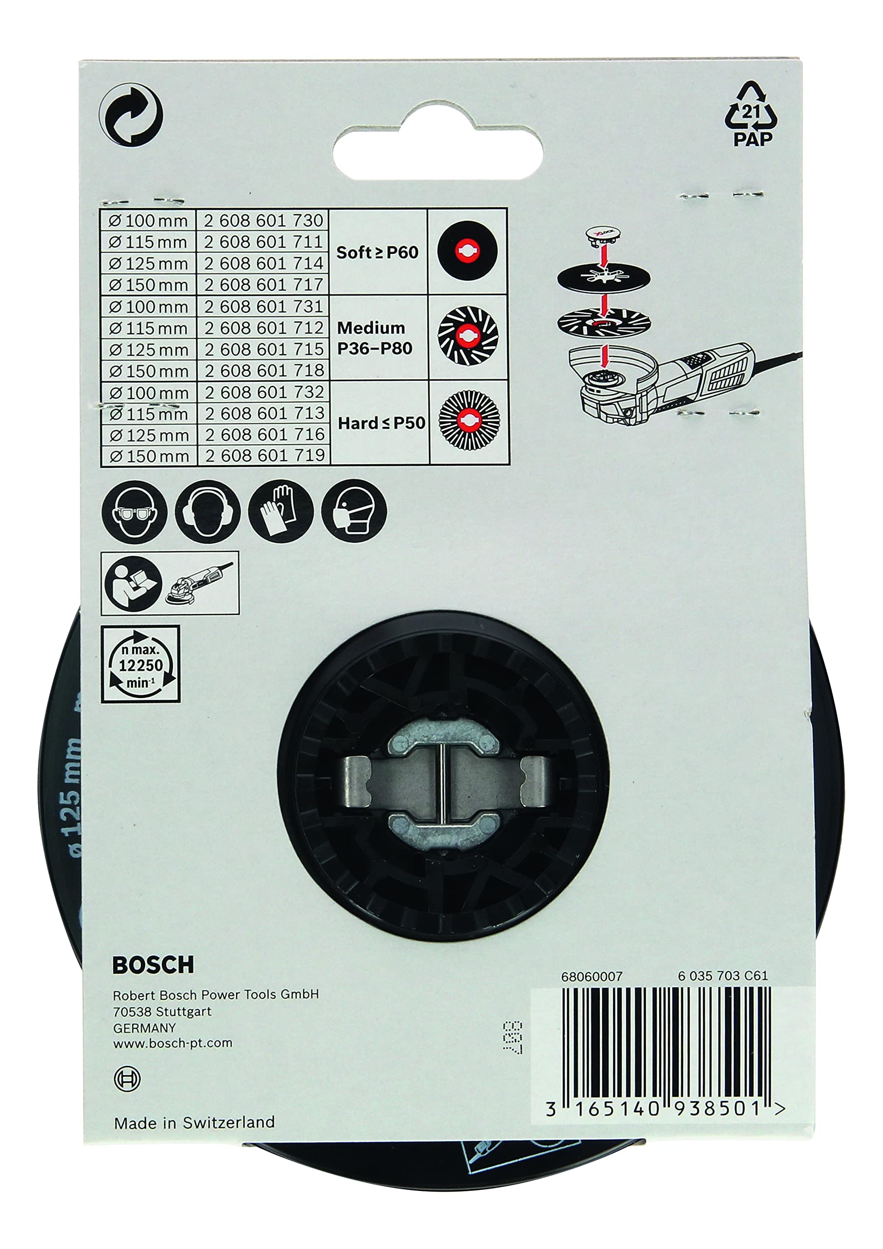 Bosch X-LOCK 2608601714 Rubber Pad (4.9 inches (125 mm) Diameter, Soft)